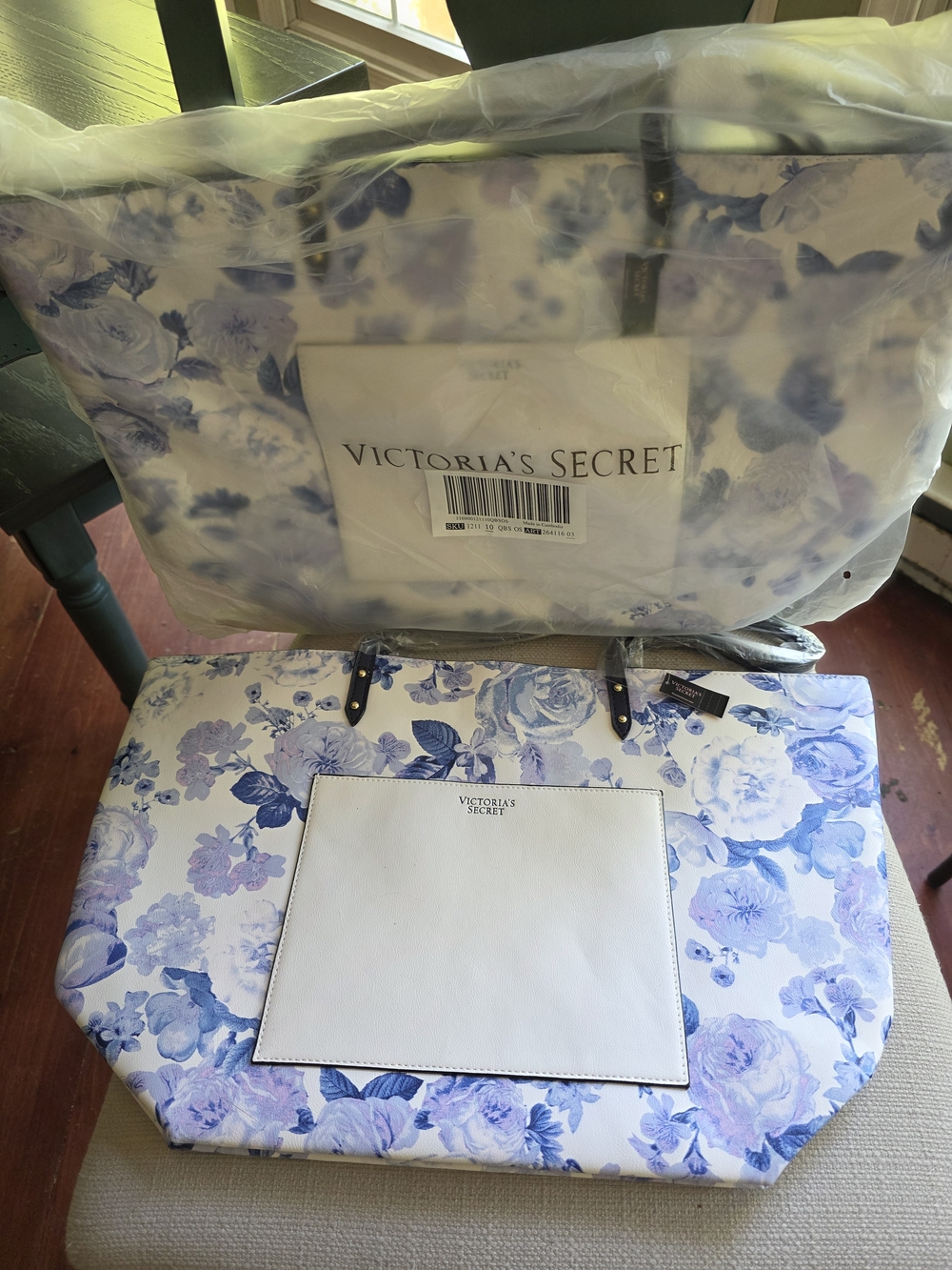 Victoria's Secret Blue and White Floral Tote